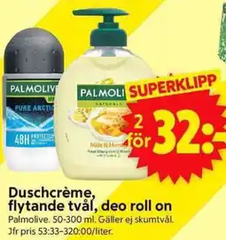 ICA Supermarket Duschcrème, flytande tvål, deo roll on erbjuda
