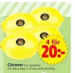 ICA Supermarket Citroner ICA. Sydafrika. erbjuda