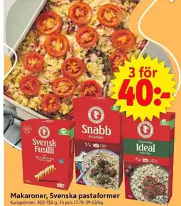 ICA Supermarket Makaroner, Svenska pastaformer erbjuda