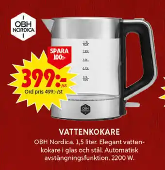 ICA Maxi OBH Nordica Vattenkokare 1,5 liter erbjuda