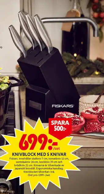 Fiskars Knivblock Med 5 Knivar