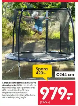 Rusta Adrenalin studsmatta inklusive säkerhetsnät erbjuda