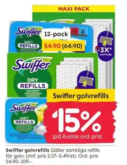 Rusta Swiffer golvrefills erbjuda