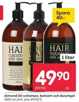 Rusta Almond Oil schampo, balsam och duschgel erbjuda