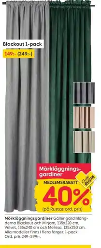 Rusta Mörkläggningsgardiner erbjuda