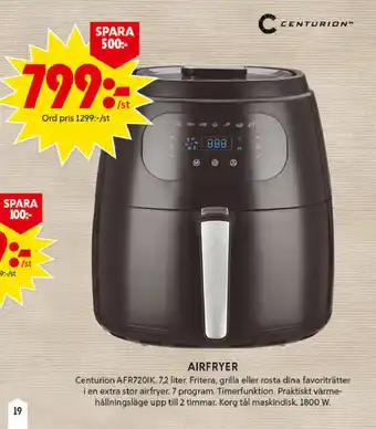 ICA Maxi Centurion AFR720IK Airfryer 7,2 liter erbjuda