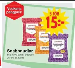 Matöppet Snabbnudlar erbjuda