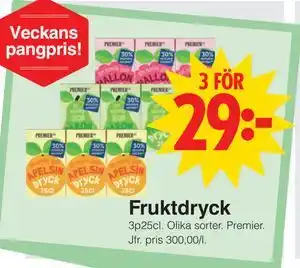 Matöppet Fruktdryck erbjuda