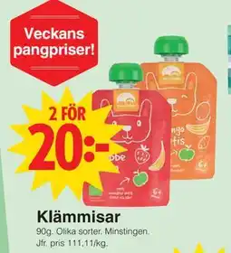 Matöppet Klämmisar erbjuda