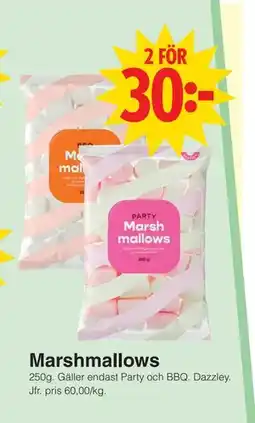 Matöppet Marshmallows erbjuda
