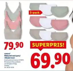 Lidl esmara Ribbad bh med spets/ ribbade trosor erbjuda