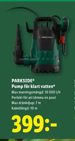 Lidl PARKSIDE Pump för klart vatten erbjuda