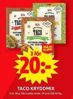 ICA Maxi ICA Taco kryddmix erbjuda
