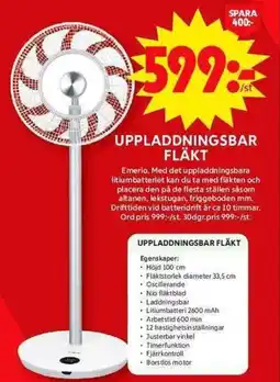 ICA Maxi Uppladdningsbar fläkt erbjuda