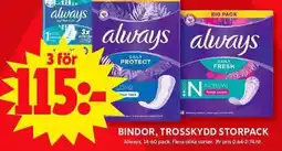 ICA Maxi ALWAYS Bindor, trosskydd storpack erbjuda