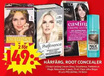 ICA Maxi L'OREAL Hårfärg, root concealer erbjuda