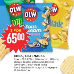 Willys OLW Chips, ostsnacks erbjuda