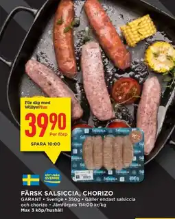Willys GARANT Färsk salsiccia, chorizo erbjuda