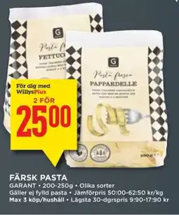 Willys GARANT Färsk pasta erbjuda