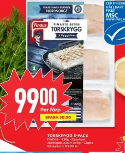 Willys FINDUS Torskrygg 3-pack erbjuda