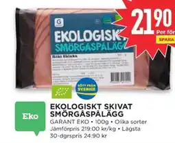 Willys GARANT Ekologiskt skivat smörgåspålägg erbjuda