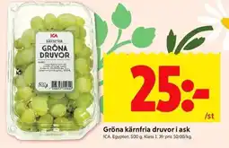 ICA Kvantum ICA Gröna kärnfria druvor i ask erbjuda