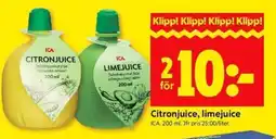 ICA Kvantum ICA Citronjuice, limejuice erbjuda