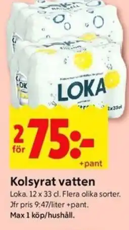ICA Kvantum LOKA Kolsyrat vatten erbjuda