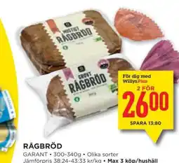 Willys RÅGBRÖD erbjuda