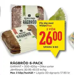 Willys Rågbröd 6-pack erbjuda
