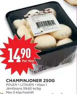 Willys Champinjoner 250g erbjuda