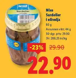 Lidl Nixe Sardeller i Olivolja erbjuda