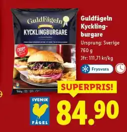 Lidl Guldfågeln kycklingburgare erbjuda