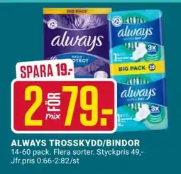 ÖoB ALWAYS TROSSKYDD/BINDOR erbjuda