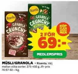 Coop RISENTA Müsli/granola erbjuda