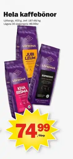 Pekås Hela kaffebönor erbjuda