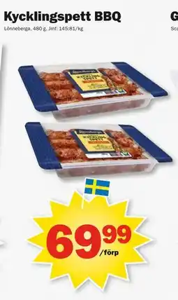 Pekås Kycklingspett BBQ erbjuda
