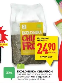 Willys EKOLOGISKA CHIAFRÖN erbjuda