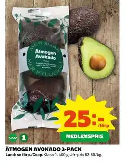 Coop Daglivs ÄTMOGEN AVOKADO 3-PACK erbjuda