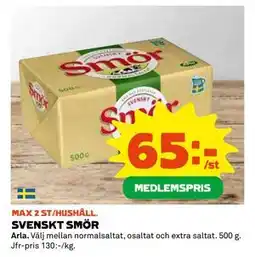 Coop Daglivs SVENSKT SMÖR erbjuda