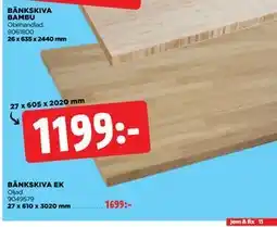 Jem&Fix BÄNKSKIVA EK erbjuda