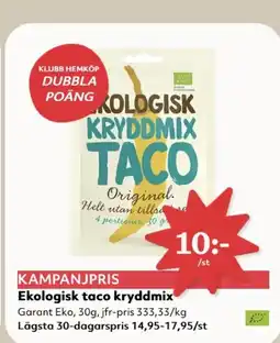 Hemköp Ekologisk taco kryddmix erbjuda
