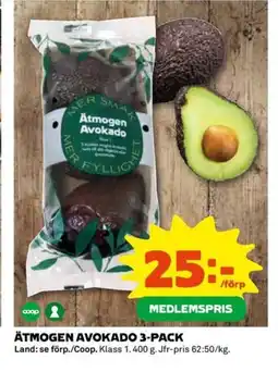 Coop ÄTMOGEN AVOKADO 3-PACK erbjuda