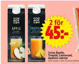 ICA Supermarket Juice Äpple, Tropisk, Lemonad, Apelsin nektar erbjuda