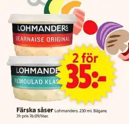 ICA Supermarket Färska såser Lohmanders. erbjuda