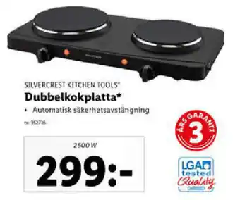 Lidl Slivercrest Kitchen Tools Dubbelkokplatta* 2500 W erbjuda