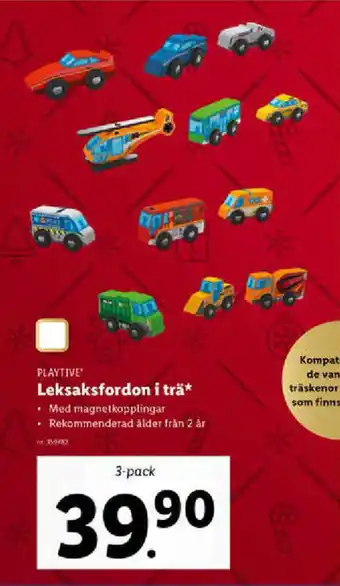 Lidl Playtive Leksaksfordon i trä* 3-pack erbjuda