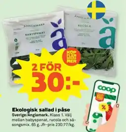 Stora Coop Ekologisk sallad i påse erbjuda