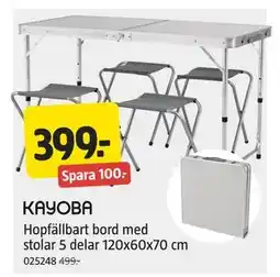 Jula Hopfällbart bord med stolar 5 delar 120x60x70 cm erbjuda