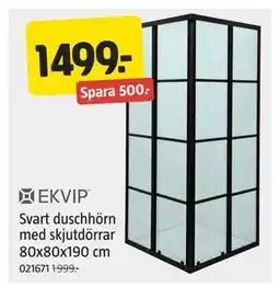 Jula Svart duschhörn med skjutdörrar 80x80x190 cm erbjuda